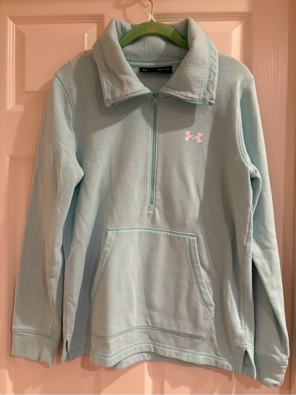 Under Armour Women's Light Teal Half-Zip Pullover Sweatshirt-Small
